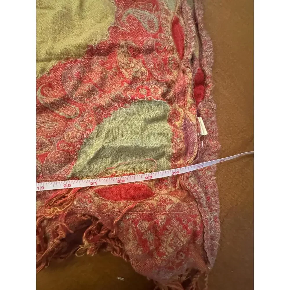 Colorful Paisley Patterned Scarf with Fringe Edges